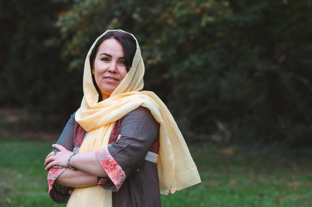 Zahra Yagana at a park in Silver Spring, Md. The environment on the bases worried her, so Yagana took initiative and found housing for her family.