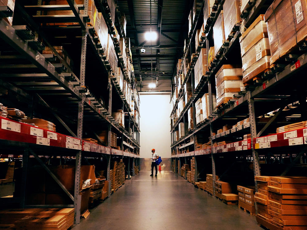 A person walks in an Ikea warehouse in New York City on Oct. 15.