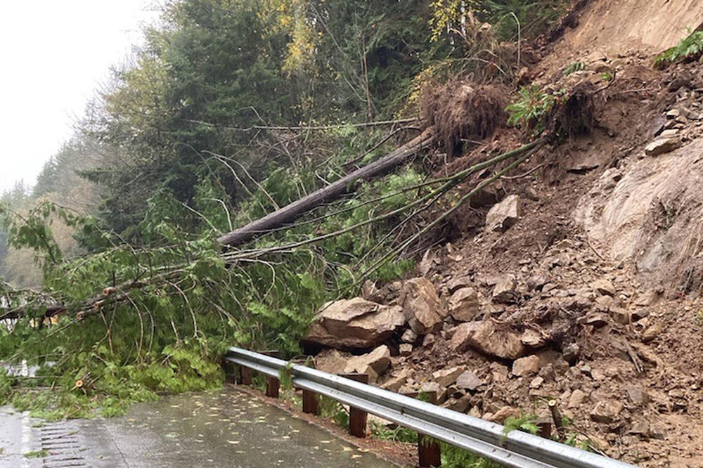 A rock and mudslide briefly closed a portion of Interstate 5 through Bellingham, Wash., on Monday.