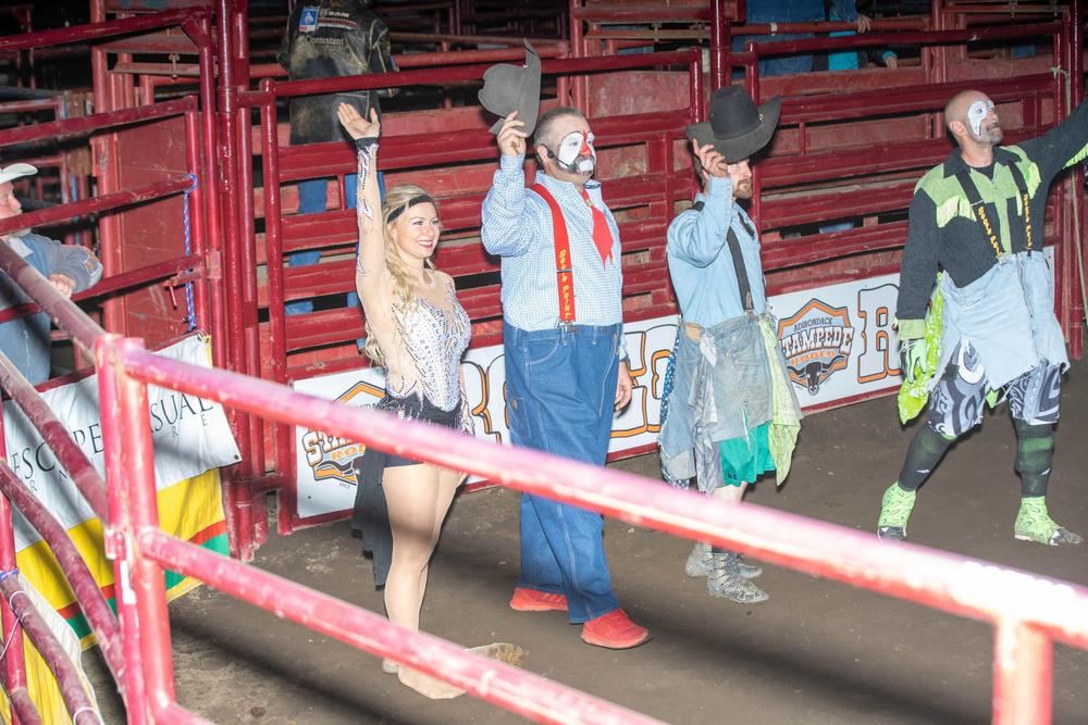 Gann waves to the crowd after performing at the Adirondack Stampede.