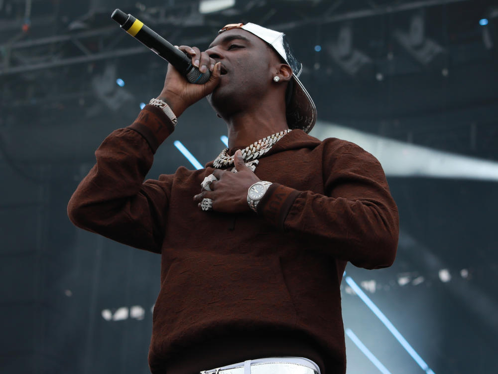 Young Dolph performs during Rolling Loud New York 2021 at Citi Field last month in New York City. The 36-year-old rapper was shot and killed in Memphis, Tenn. while visiting a bakery on Wednesday.