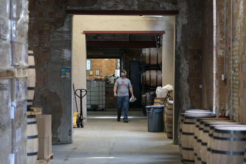 Master distiller Aaron Schorsch walks through the distillery.