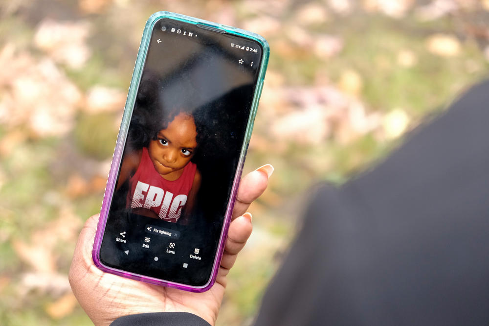 Meshell Whyte shows a picture of her 5-year-old son, Julian Whyte.