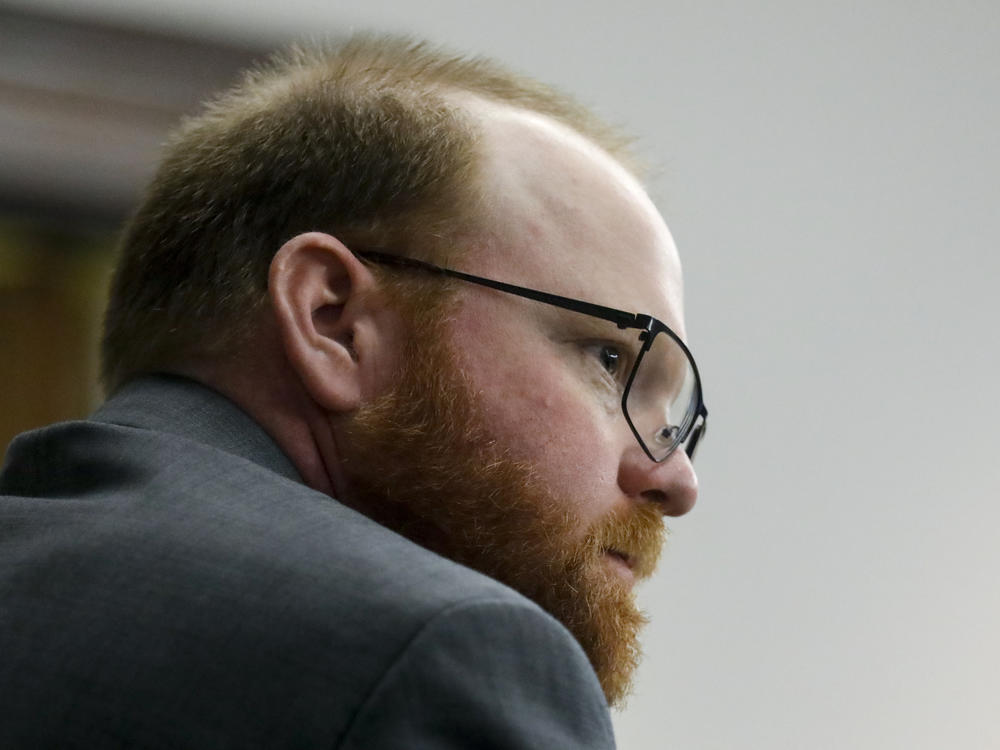 Travis McMichael looks on during his trial on Nov. 19. He, as well as his father, Gregory McMichael, and a neighbor, William 