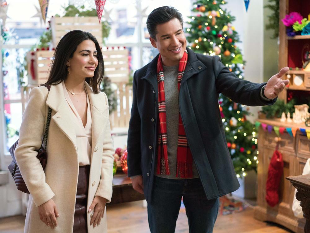 Mario Lopez and Emeraude Toubia in <em>Holiday in Santa Fe</em>.