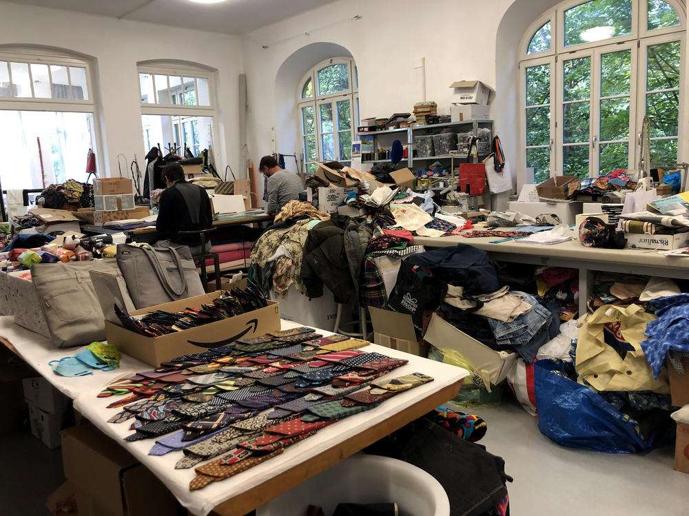 A sewing workroom is located at the old mental hospital, part of a social cooperative that connects people with mental illnesses with jobs.