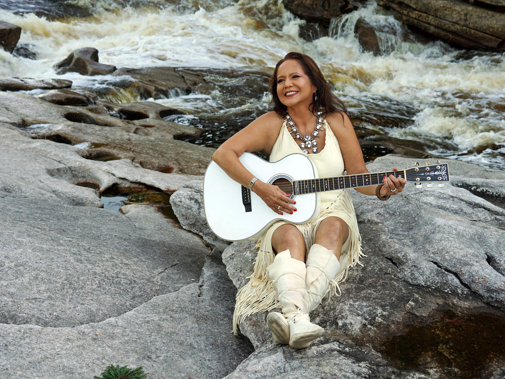 Joanne Shenandoah in 2020 at Hart's Falls Preserve, near the Hiawatha Institute for Indigenous Studies, an organization run by Shenandoah and her husband, Doug George-Kanentiio, in Hermon, N.Y.