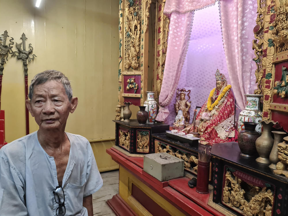 Hoiwa Wu, 70, inside a Taoist temple in his hometown of Kolkata, India. Wu is an Indian citizen, but says he's experienced renewed anti-Chinese abuse since fighting broke out between Indian and Chinese forces in June 2020 along the two countries' border.