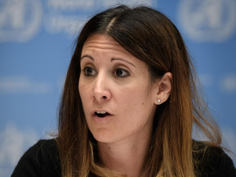 Maria Van Kerkhove, a top World Health Organization official on COVID-19, speaks at a news conference in July.