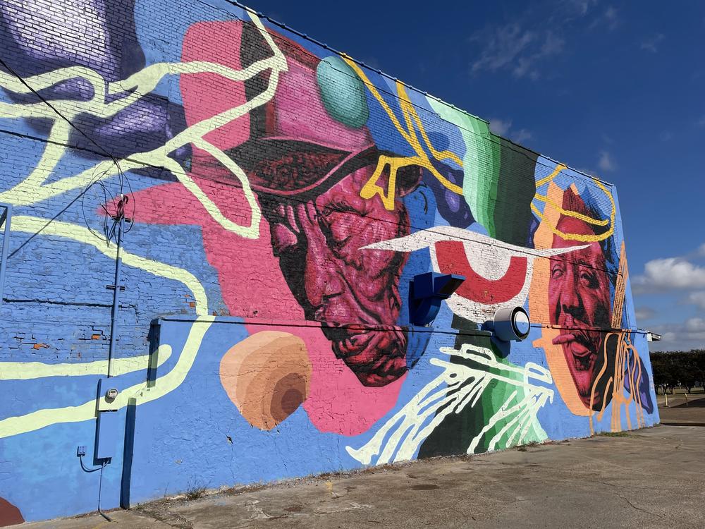 Murals in historic downtown Clarksdale, Mississippi which is often billed as the birthplace of the blues.