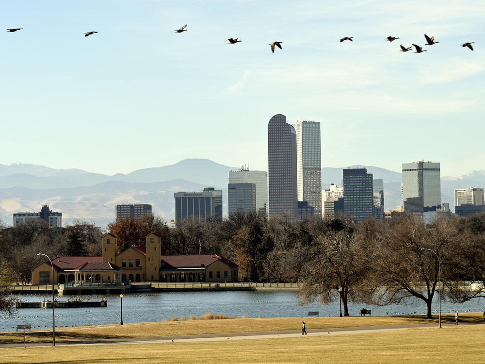 A snow-free Denver, pictured on Friday. The previous record for the city's latest ever first snowfall was Nov. 21, recorded in 1934.