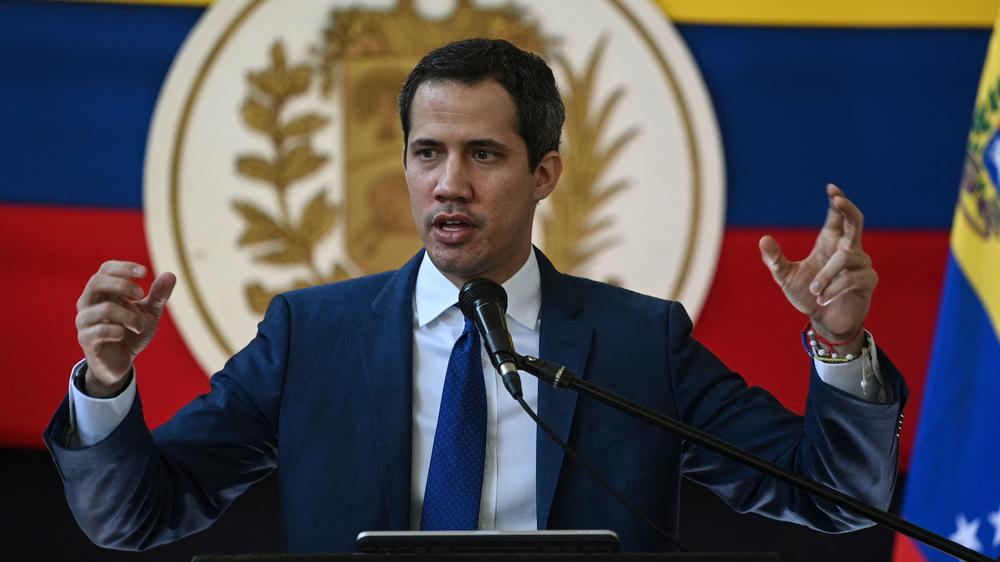 Venezuelan opposition leader Juan Guaidó gestures while speaking during a news conference at the Morichal Park the day after regional and municipal elections, in Caracas, on Nov. 22.