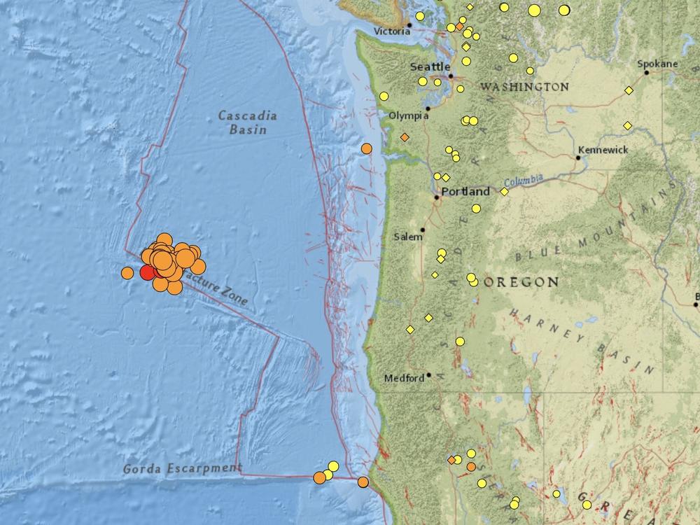 A swarm of more than 50 earthquakes has been detected off the Oregon coast in the past 24 hours, prompting seismologists to reassure Pacific Northwest residents that they're not in danger. The Blanco Transform Fault Zone is very active, but it poses little threat, researchers say.
