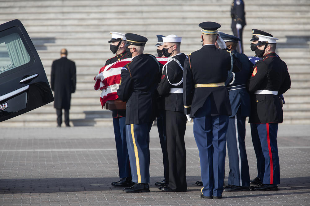 Arrival of the casket of former Sen. Bob Dole to the U.S. Capitol. Dole will lie in state until tomorrow's departure to the funeral service at National Cathedral.