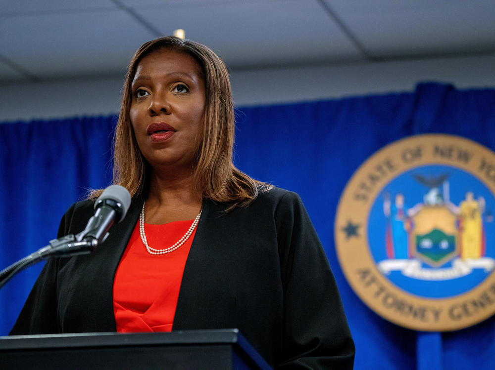 New York Attorney General Letitia James, seen above on Aug. 3, is seeking to question former President Donald Trump as part of a long-running fraud investigation into the Trump family's business practices.