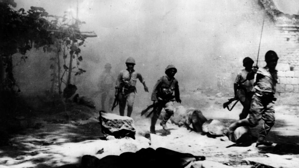 Japanese troops rush in to attack Chinese soldiers at Changsha in 1939. In 1941, Japan was on the offensive in its war against China.
