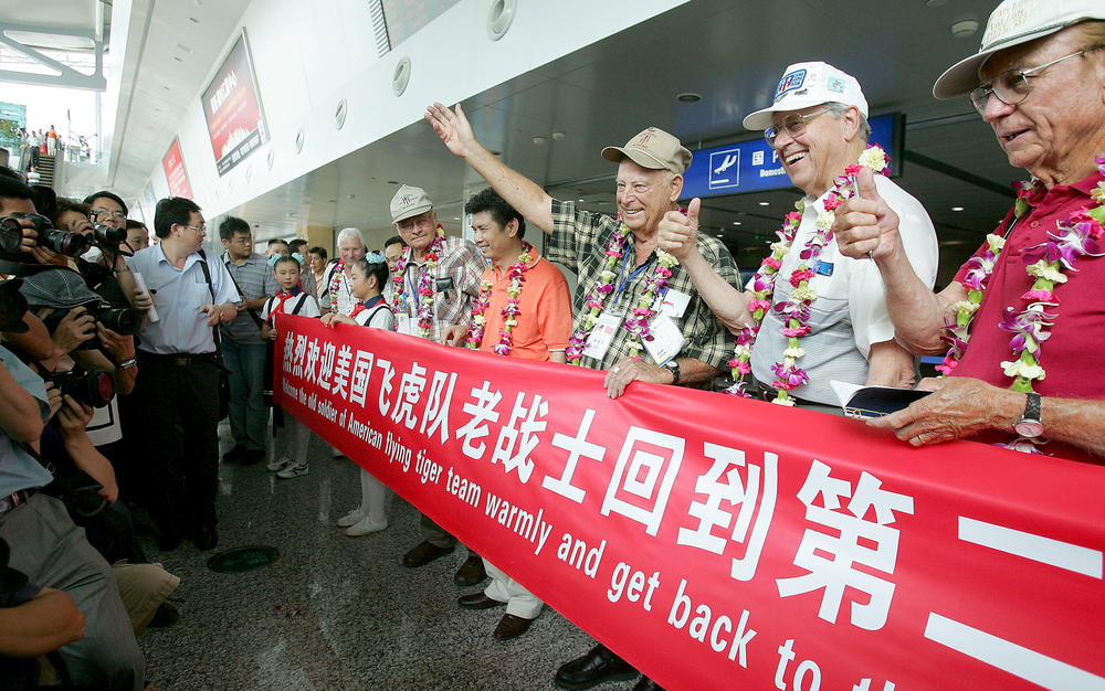 A group of 52 U.S. World War II veterans who had served in China, including members of the Flying Tigers, visit Chongqing, China, in 2005 to attend memorial events.