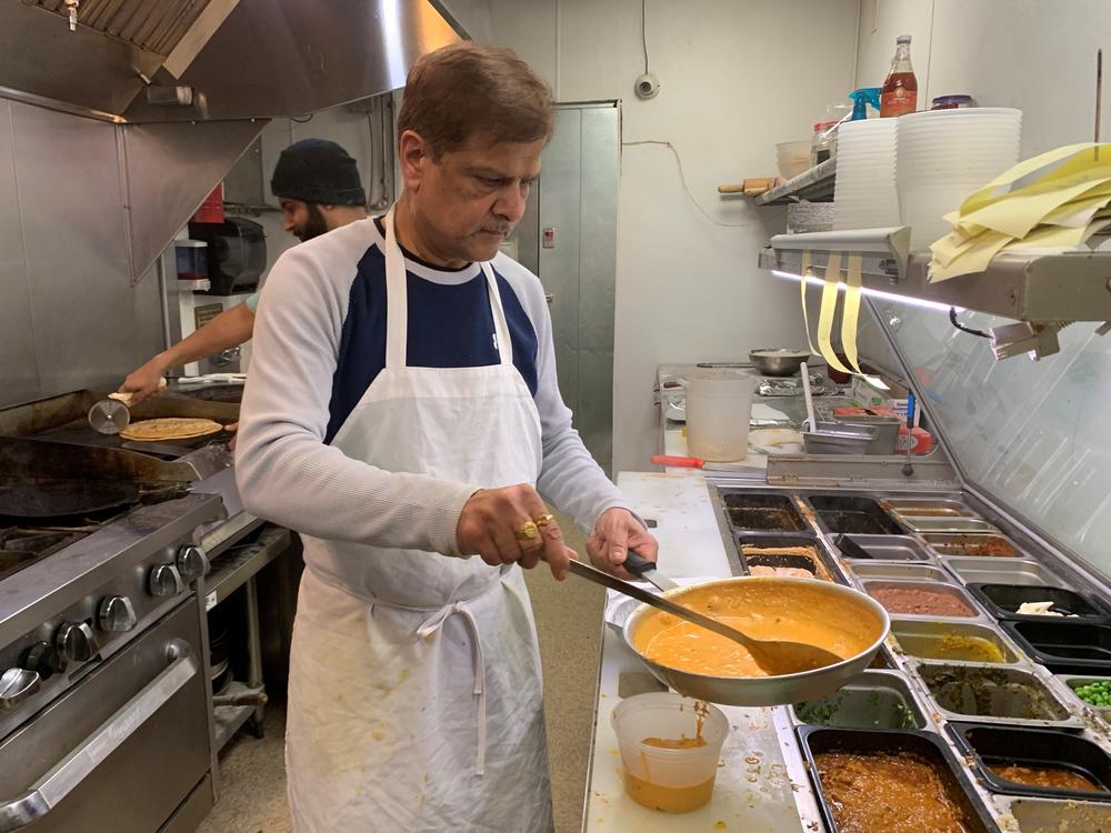 Chef and owner Jagdeep Nayyar in the kitchen of My Taste Of India, a roadside restaurant off I-81 near Harrisburg, Pa.