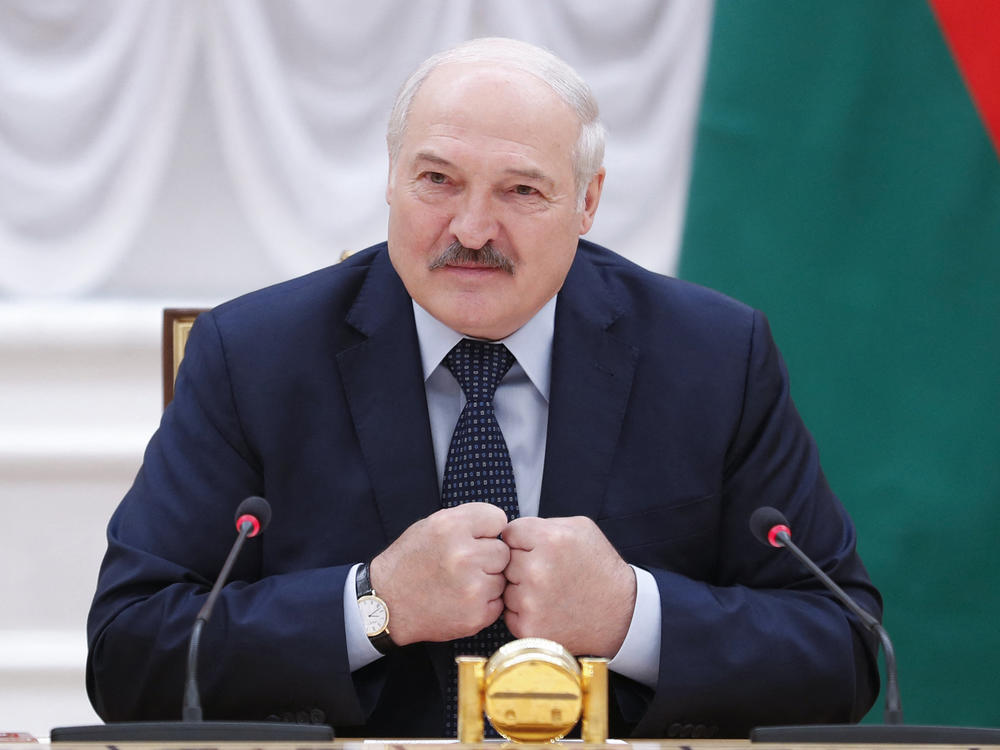 Belarusian leader Alexander Lukashenko speaks during a meeting with Commonwealth of Independent States officials in Minsk on May 28.