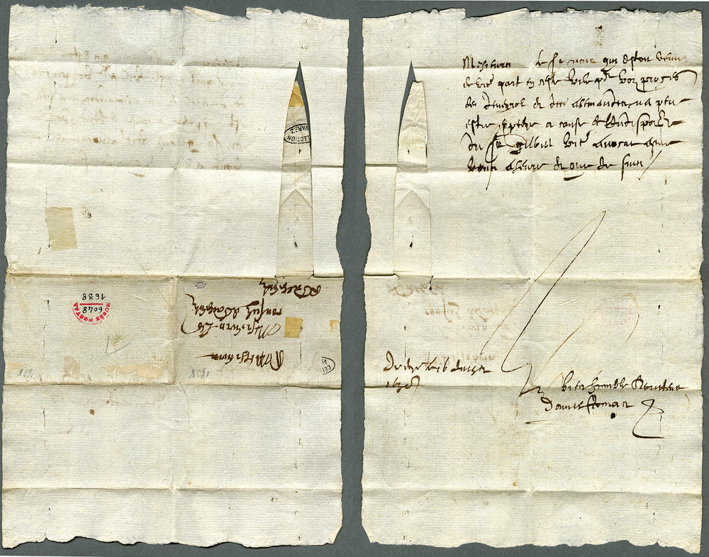 A rare example of a spiral-locked letter written by an unidentified author in 1638.