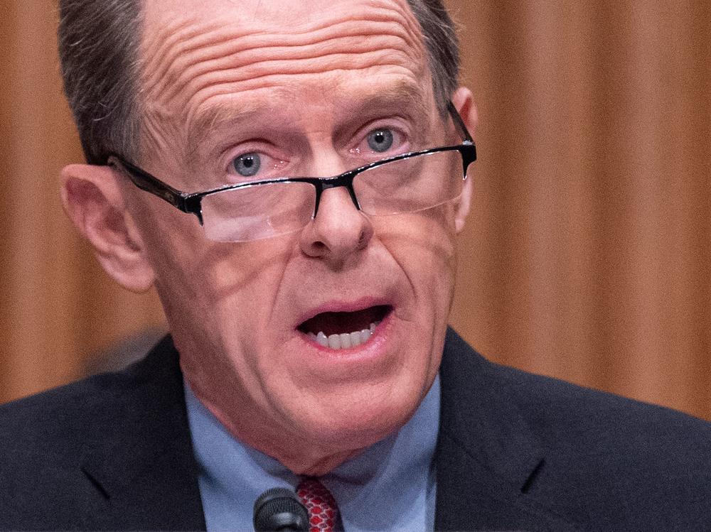 Sen. Pat Toomey, R-Pa., questions Omarova during her nomination hearing to head the Office of the Comptroller of the Currency on Nov. 18. Omarova said she was taken aback by the strong and personal opposition from some senators including Toomey.