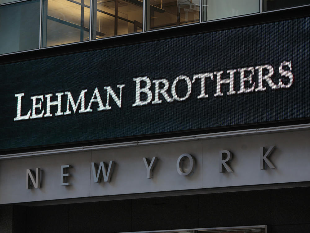 The sign for investment bank Lehman Brothers headquarters is seen in New York on Sept. 15, 2008. Lehman became one of the highest profile casualties of the 2008 Global Financial Crisis.