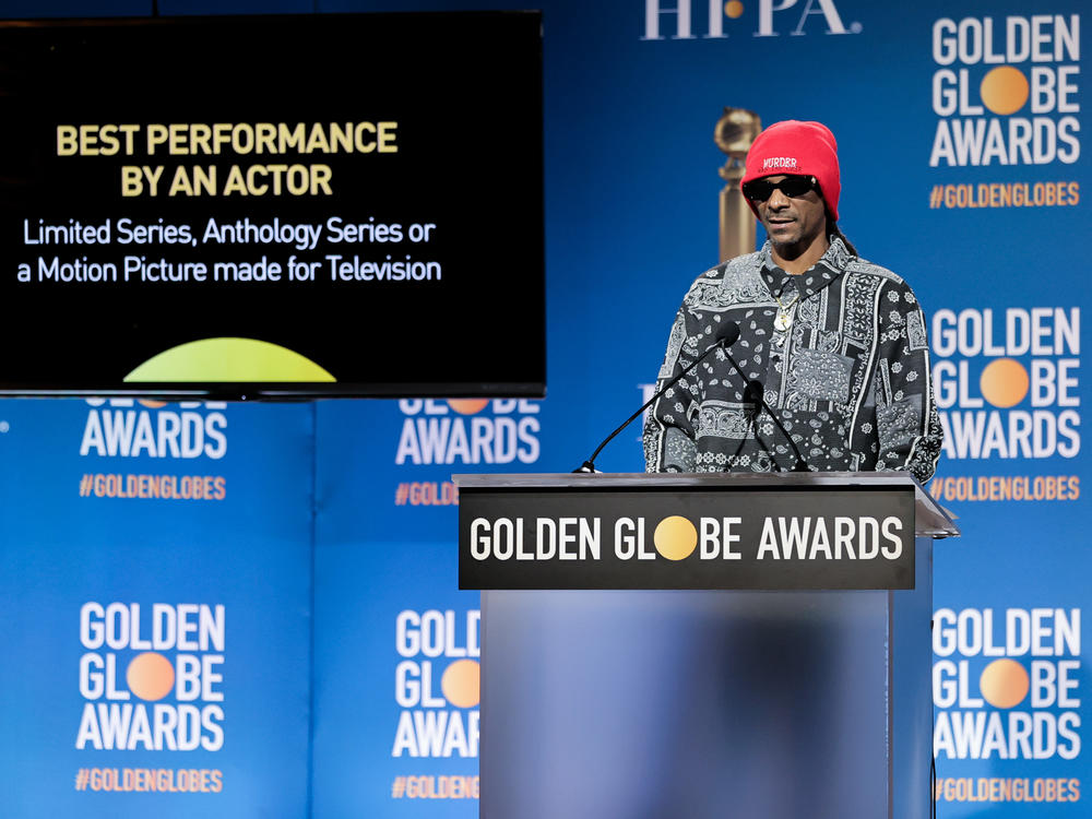 Snoop Dogg presents the nominees for Best Performance By An Actor during the 79th Annual Golden Globe Award nominations at The Beverly Hilton.
