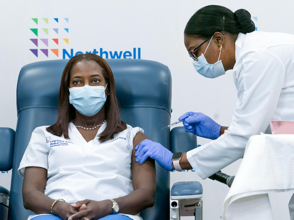 Lindsay gets her first dose of the COVID-19 vaccine on Dec. 14, 2020, becoming the first person in the U.S. to do so.