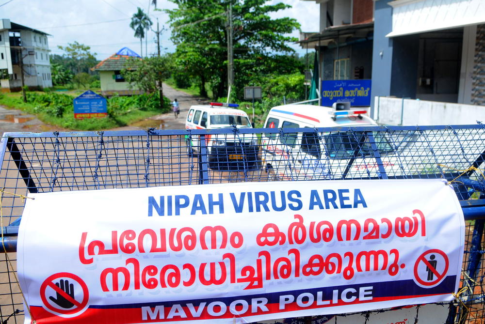 A road blockade set up during the Nipah virus outbreak in the southern Indian state of Kerala in September.
