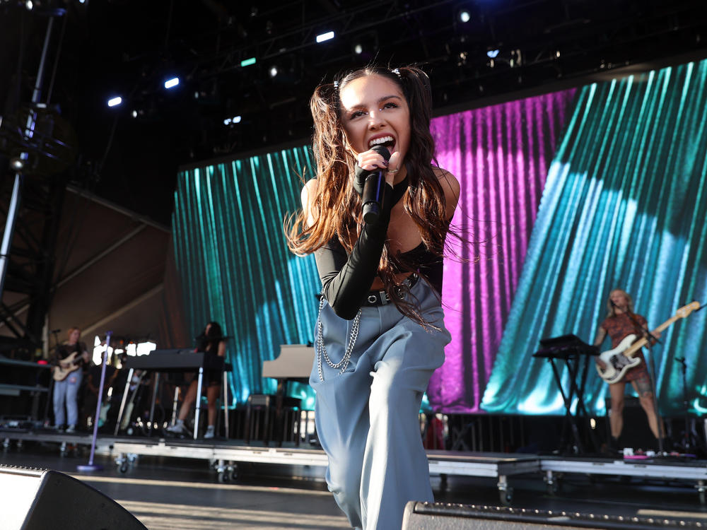 Olivia Rodrigo performs at the 2021 iHeartRadio Music Festival in Las Vegas on Sept. 18, 2021.