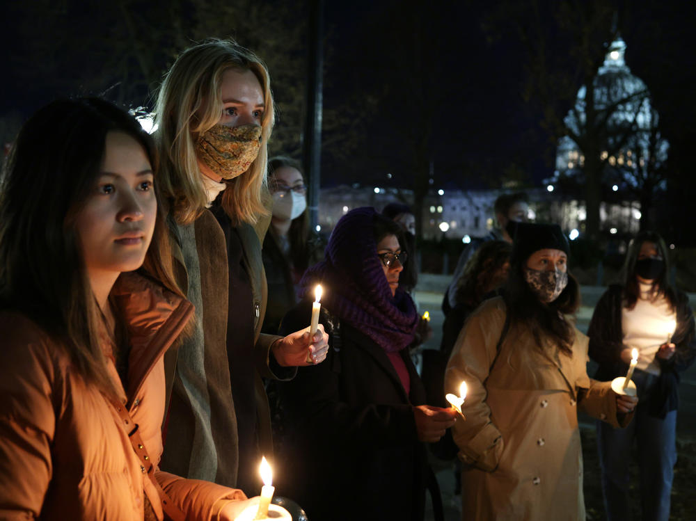 Activists participate in a candlelight vigil for abortion rights near the U.S. Supreme Court on Dec, 13, 2021 in Washington, D.C.