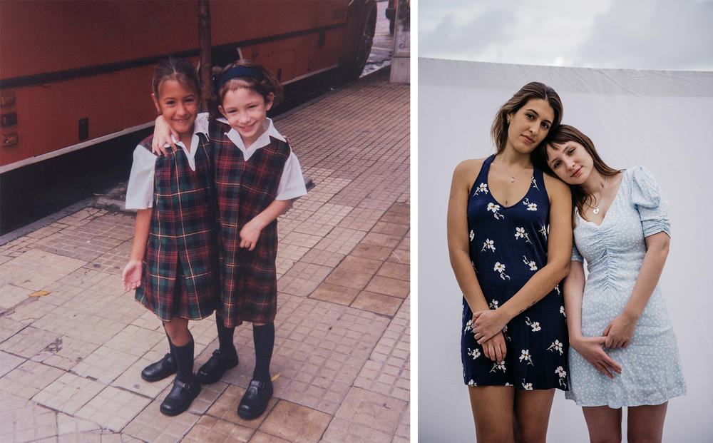 Ornella Tedesco (left in both photographs) and Bianca Emiliozzi spent their formative years together. They became friends at the age of two in 1998.