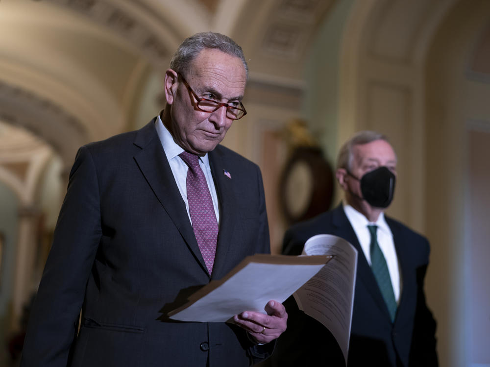 Senate Majority Leader Chuck Schumer, D-N.Y., had said he hoped the Senate would vote on President Biden's spending bill before Christmas, but that plan has stalled.