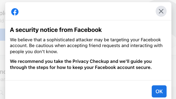 Facebook is warning around 50,000 people that they may have been targeted with surveillance or spyware on the social media site.