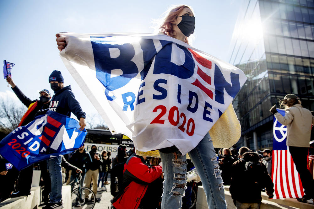 Kiersten Vicknair celebrates the inauguration of Biden and Harris in Washington, D.C. on Jan. 20.  <a href=