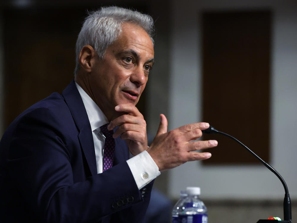 Rahm Emanuel, the former mayor of Chicago and former chief of staff in the Obama White House, is pictured during his confirmation hearing in October.