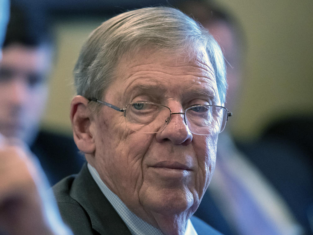 In this Feb. 14, 2019 photo, Sen. Johnny Isakson, R-Ga., leads a meeting on Capitol Hill. Isakson, an affable Georgia Republican who rose from the ranks of the state legislature to become a U.S. senator, has died at age 76.