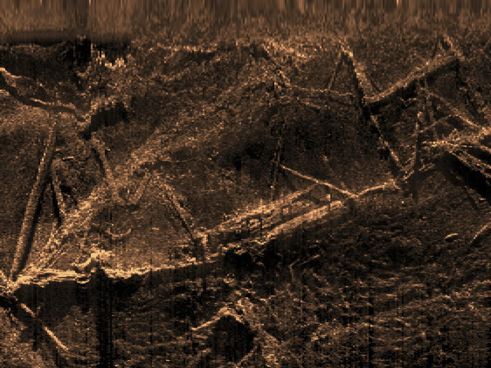This sonar image created by SEARCH Inc. and released by the Alabama Historical Commission shows the remains of the Clotilda, the last known U.S. ship involved in the trans-Atlantic slave trade.