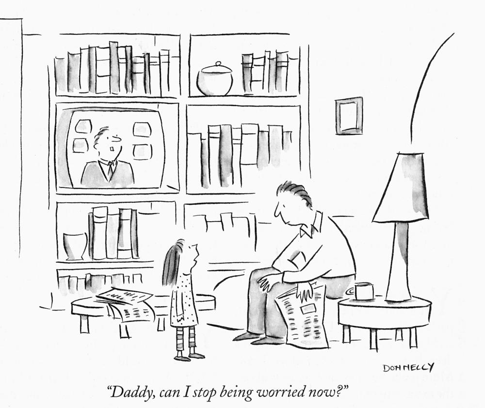 Donnelly was going to quit cartooning after 9/11, but then she came up with the idea for this cartoon and <em>The New Yorker</em> published it a month or two later. 