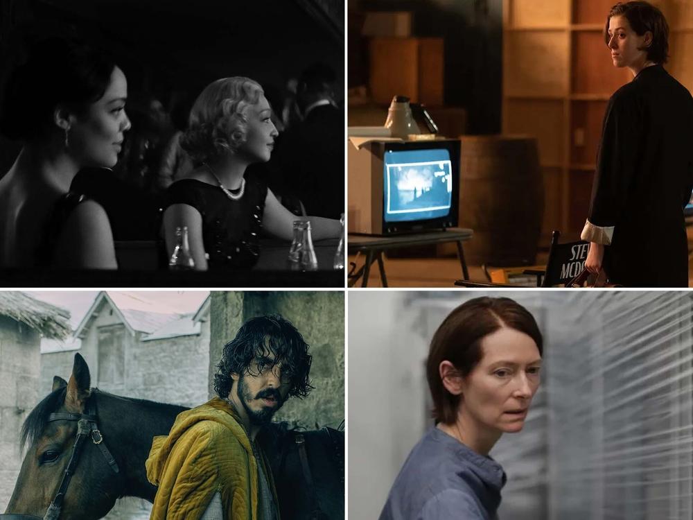 (Clockwise from upper left) <em>Passing, </em><em><em>The Souvenir Part II, </em></em><em><em><em>Drive My Car, Parallel Mothers, Memoria </em></em></em>and <em><em><em>The Green Knight </em></em></em>are among Justin Chang's favorite films of 2021.