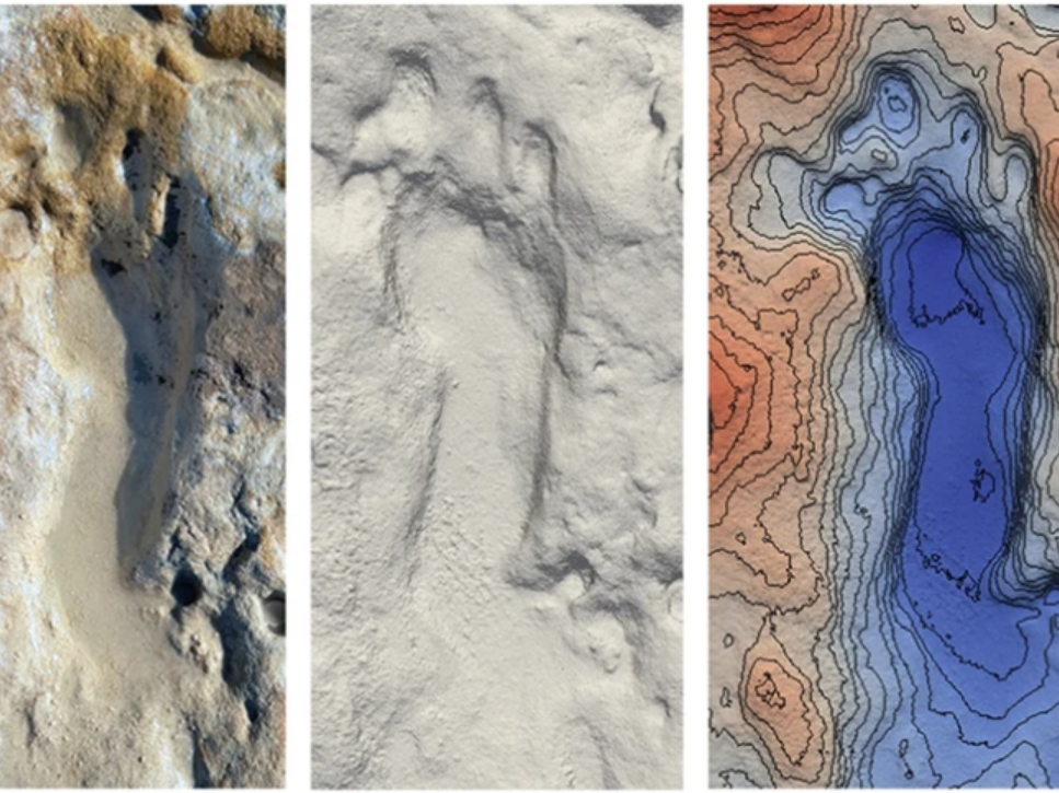 Researchers used modern imaging technology to gather data and analyze the 100,000-year-old footprints.