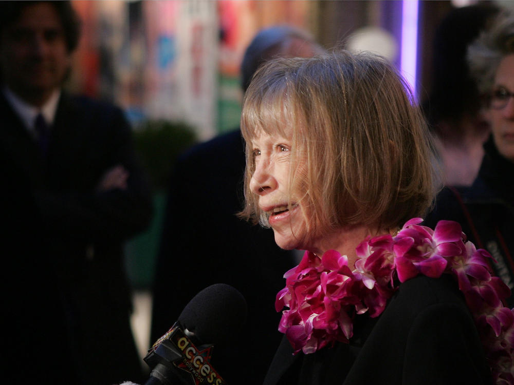 Joan Didion arrives at the opening night of <em>The Year Of Magical Thinking</em>, a play based on her memoir by the same name, at the Booth Theatre on March 29, 2007, in New York City.