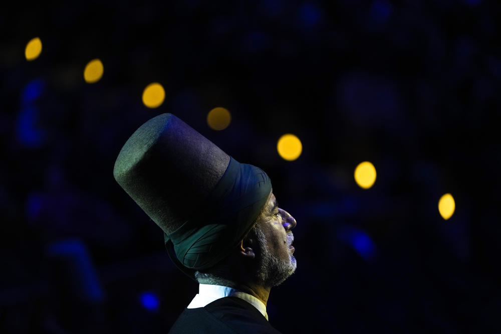 Fahri Ozcakil, sheikh of the Mevlevi order of whirling dervishes offers his prayers during the Sheb-i Arus ceremony.