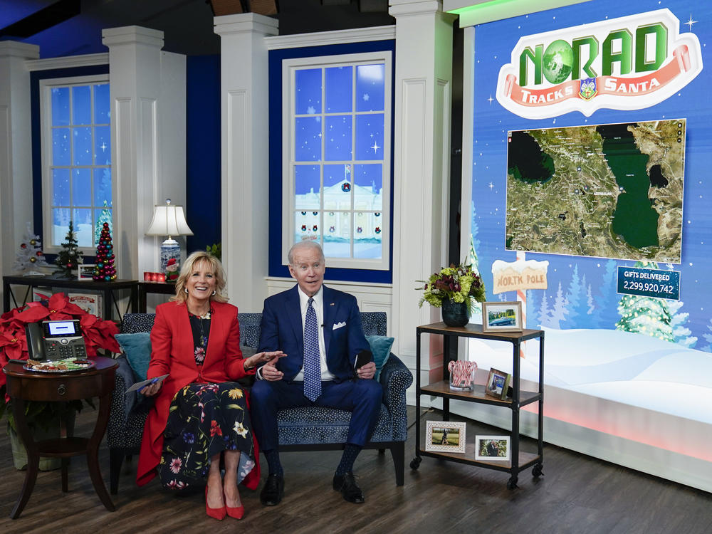 President Joe Biden and first lady Jill Biden took calls to the NORAD Tracks Santa Operations Center on Christmas Eve.