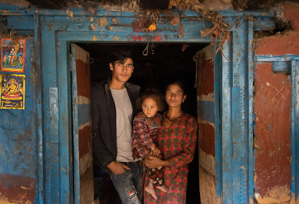 Bishal and Sita, both 17, with their 18-month-old daughter Manisha, at his family's home in Kigati village in Nepal. A UNICEF study using data from 82 countries estimates that 115 million boys and men around the world married as children. Child marriage among boys is prevalent in a range of countries in sub-Saharan Africa, Latin America and the Caribbean, South Asia and East Asia and the Pacific.