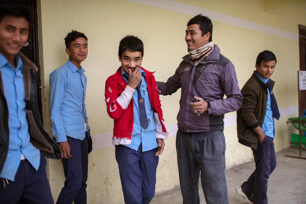 Married at just 15, Chakraman Shreshta Balami, vice principal of Sri Bhavani government school, encourages his students to remain in school — and not marry at a young age.