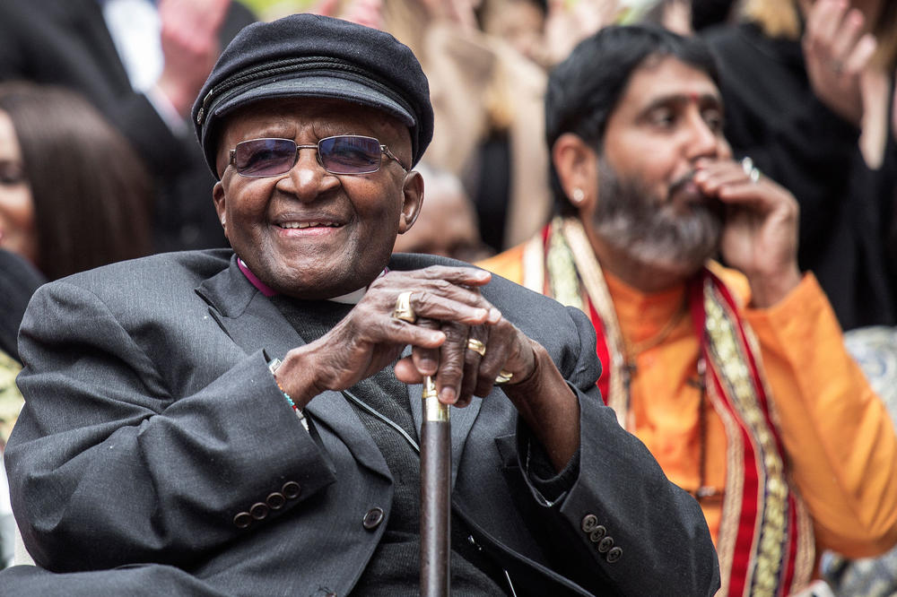Desmond Tutu at the unveiling ceremony of the Arch for the Arch monument as part of celebrations for his 86th birthday in Cape Town, South Africa, October 2017.