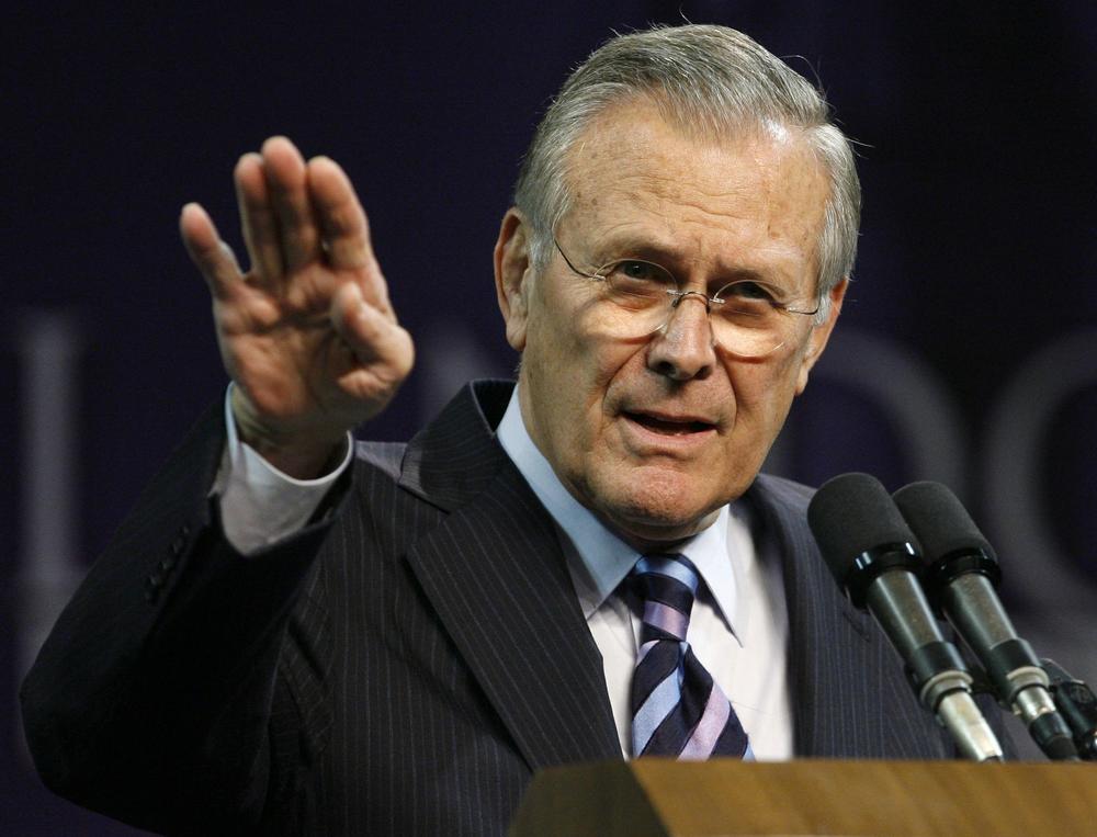 Donald Rumsfeld at Kansas State University in Manhattan, Kansas, November 2006.