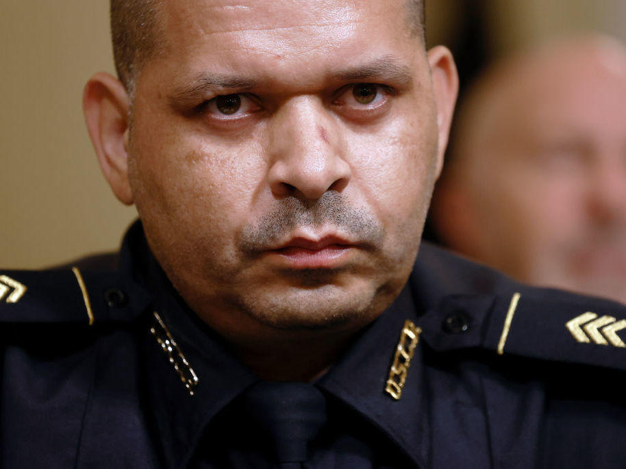 U.S. Capitol Police Sgt. Aquilino Gonell testified last July before the U.S. House Select Committee investigating the Jan. 6 attack on the U.S. Capitol. Authorities say some 140 police officers were injured during the insurrection.