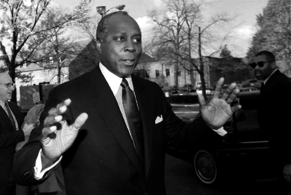 Vernon Jordan outside NBC's studio in Washington, D.C., after appearing on <em>Meet the Press, </em>November 1992.